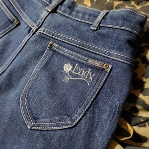 Kenny Rogers Vintage Lady Jeans Embroidered Rose 1970s 70s Plus Size 18